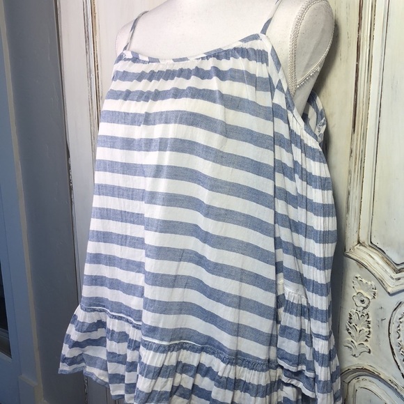 Beachlunchlounge 100% Cotton Striped Cold Shoulder Mid Sleeve Top Size Medium - Picture 4 of 11